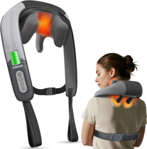 Shiatsu Neck and Back Massager with Heat, 4D Cordless Electric Deep Tissue Kneading Massage Pillow for Shoulder Leg Body Muscle Pain Relief, Gift for Men Women Home Office Use