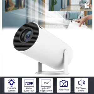 Mini Projector with WIFI 6 and Bluetooth, Portable Projector 4K 1080P Full HD Support, Smart Projector Auto Horizontal Correction, 180°Rotatable Outdoor Projector for Phone/Tv Stick/Laptop