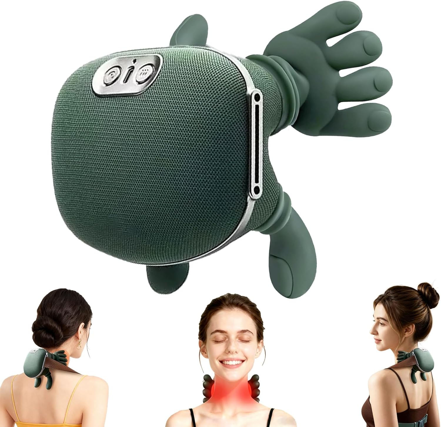 Neck Massager, Shiatsu Neck and Back Massager with Heat, 4D Kneading Simulated Human Hand Design Electric Deep Tissue Massage, Portable Body Massager for Shoulder, Pain Relief & Muscle Relax