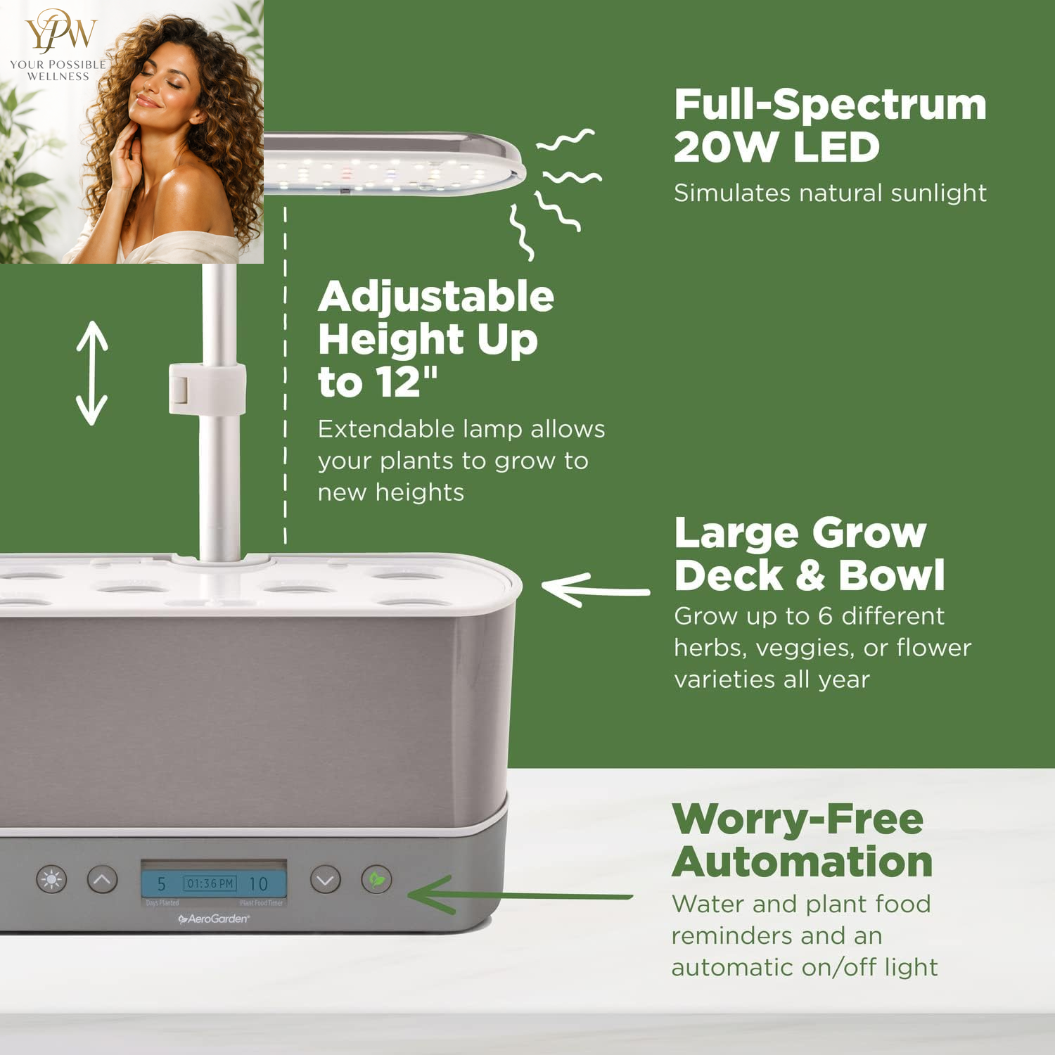 Aerogarden Harvest Elite Indoor Garden Hydroponic System with LED Grow Light and Seed Kit, Holds up to 6 Pods, Stainless Steel - Image 6