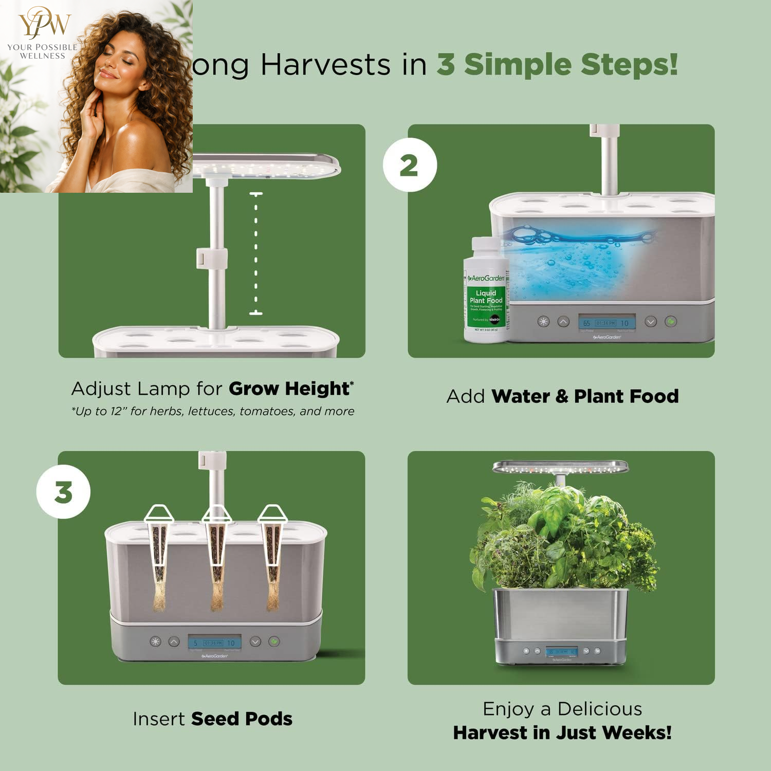 Aerogarden Harvest Elite Indoor Garden Hydroponic System with LED Grow Light and Seed Kit, Holds up to 6 Pods, Stainless Steel - Image 8