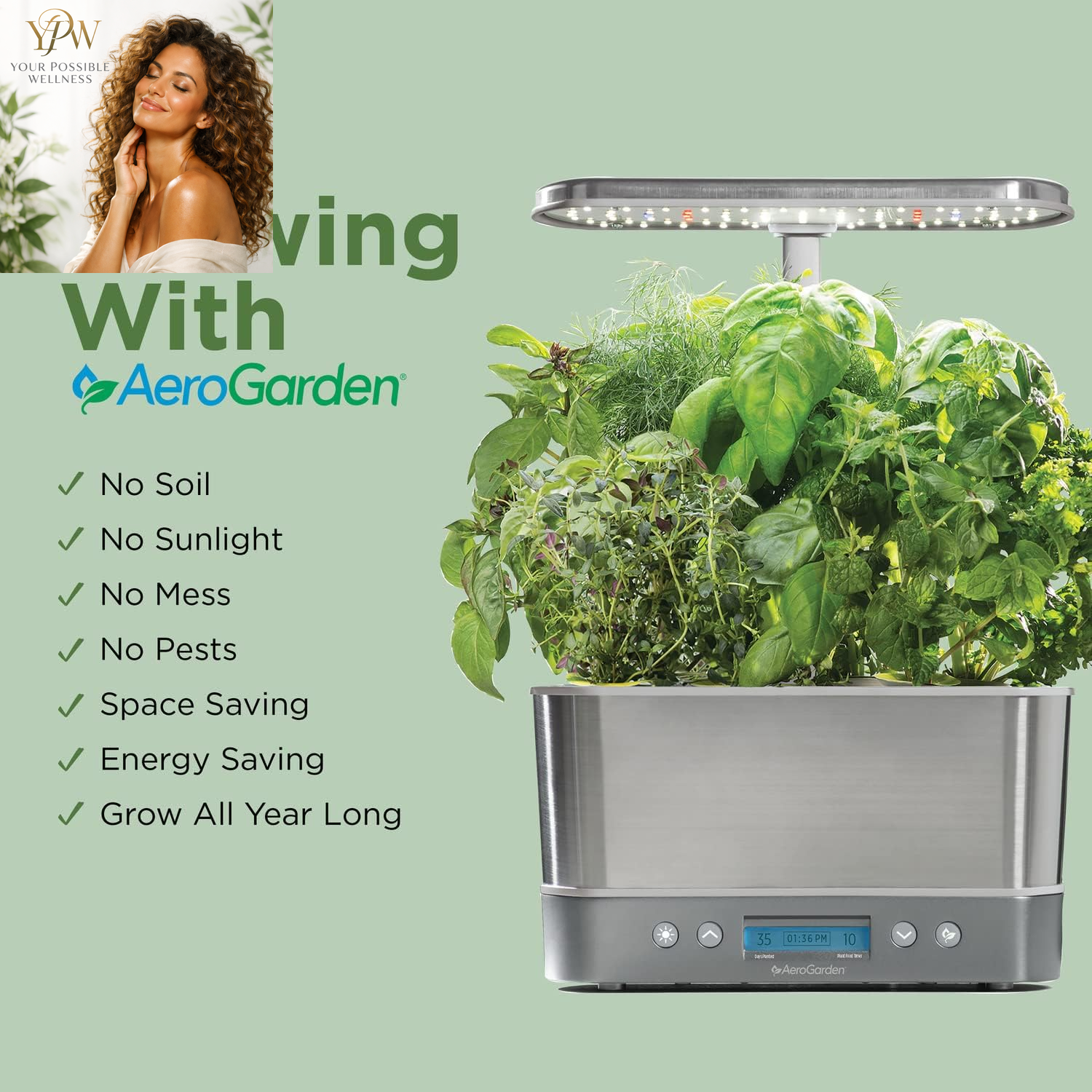 Aerogarden Harvest Elite Indoor Garden Hydroponic System with LED Grow Light and Seed Kit, Holds up to 6 Pods, Stainless Steel - Image 9