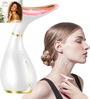 Ms.W 3-In-1 Beauty Massager for Face and Neck, Facial Massager with Heat, Vibration and Led, Electric Face Massager for Skin